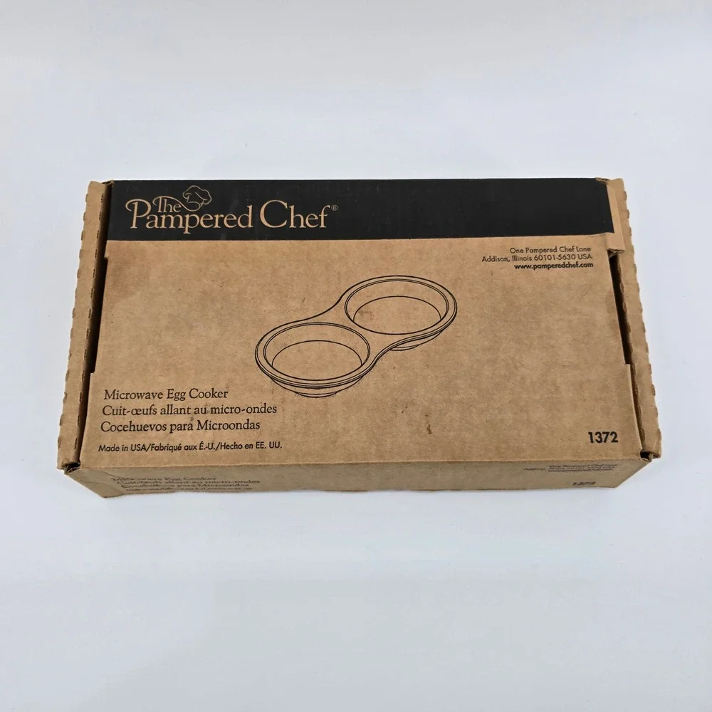 Pampered Chef Microwave Egg Cooker Stoneware 1372 Double Well New